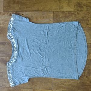 BNWT cable engage gray t-shirt with sequins around the neckline to the arms